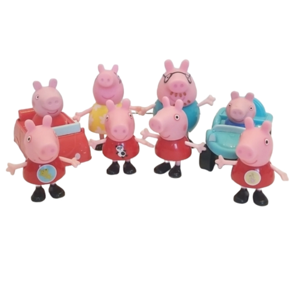 Peppa Pig Toy Lot of Figures and Two Cars
